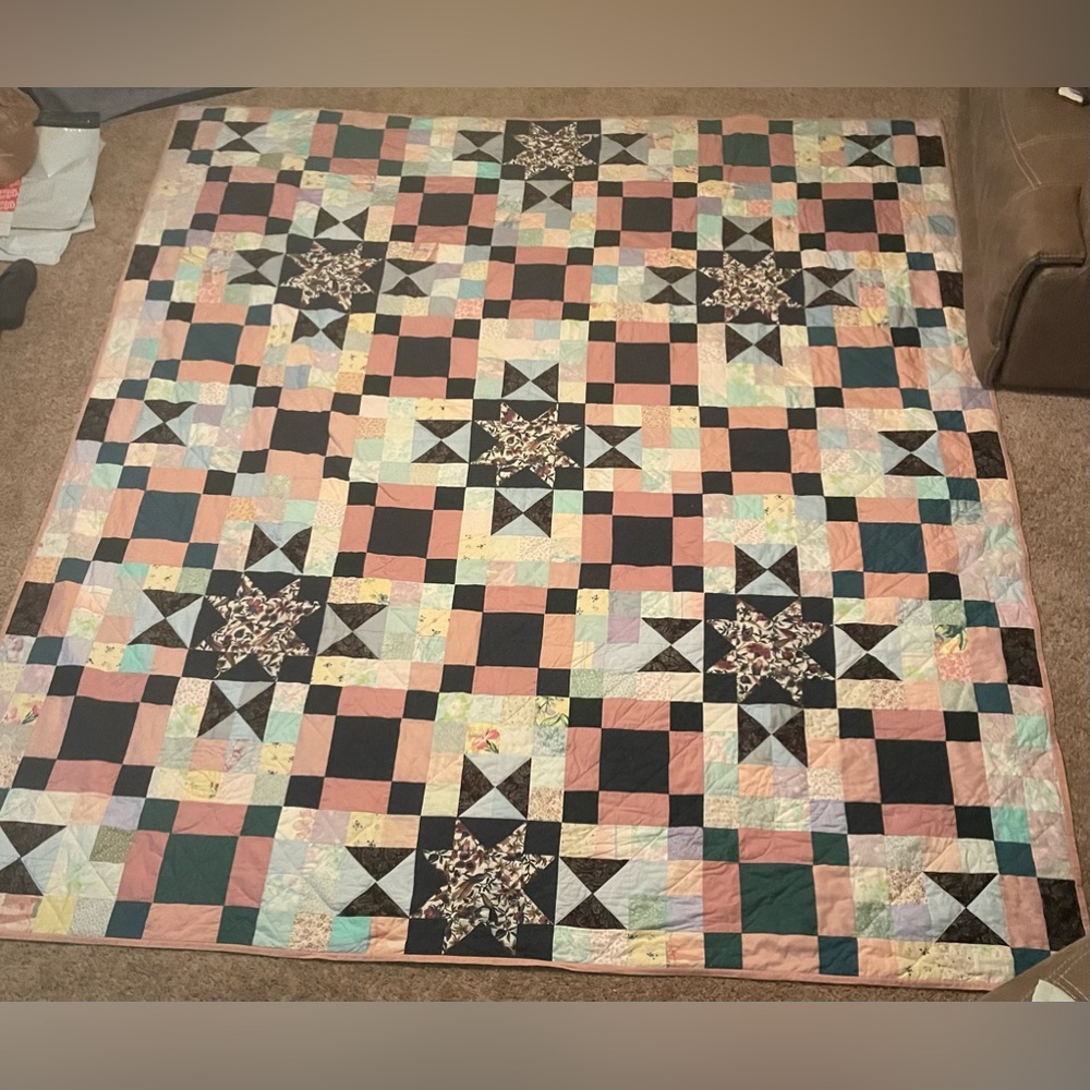 Vintage Large 93 x 105” Patched Quilt